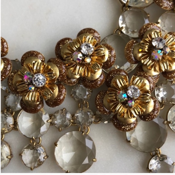J.Crew midnight floral Statement necklace CRYSTALS RHINESTONES EMBELLISHED BLING - Picture 6 of 12